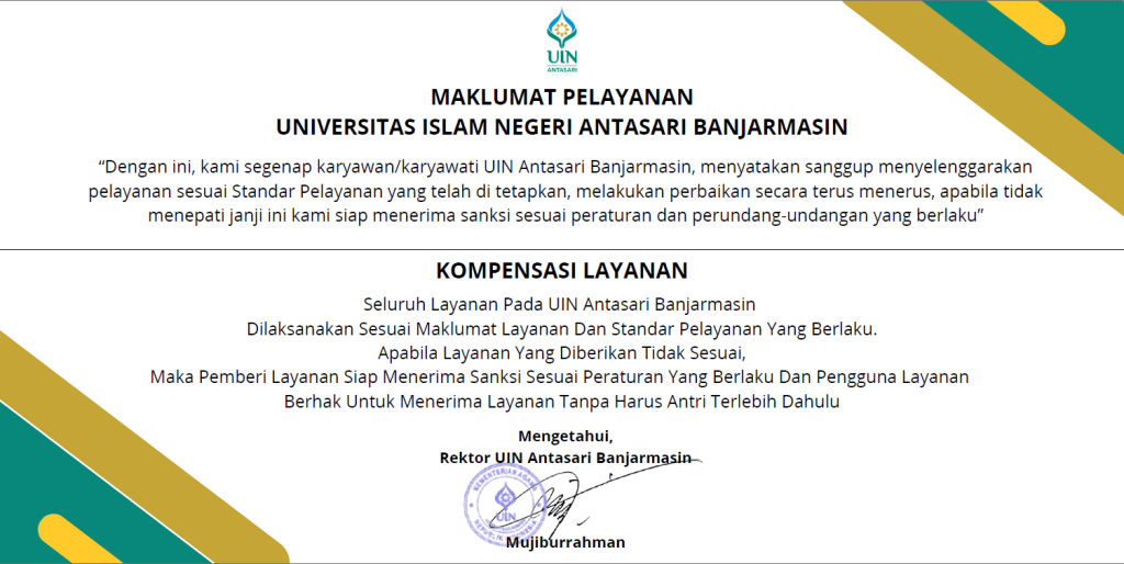 MAKLUMAT PELAYANAN UNIVERSITAS ISLAM NEGERI ANTASARI BANJARMASIN