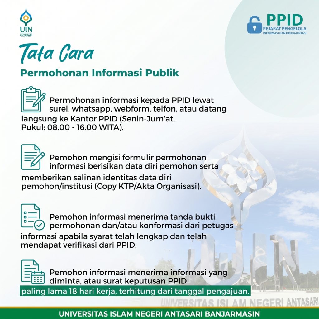 Tata cara permohonan informasi publik UIN Antasari Banjarmasin.